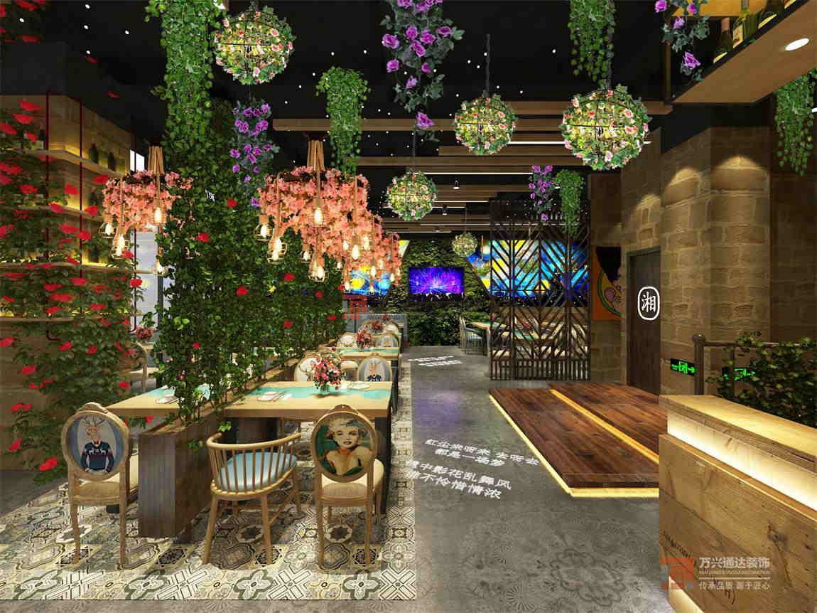 北京万兴通达办公装修项目-湘语谣餐厅装修效果图