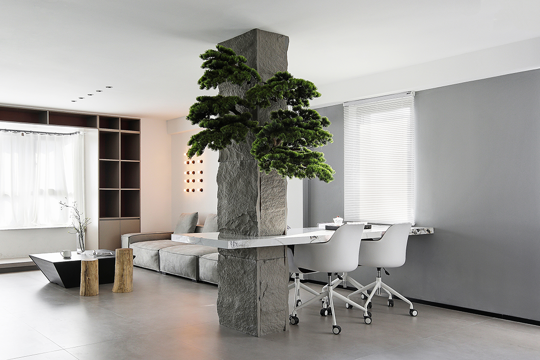 北京万兴通达办公装修项目-极简风办公室装修案例，这样的留白太高级装修效果图