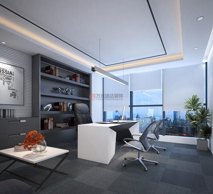 北京万兴通达办公装修项目-董事长办公室装修效果图装修效果图