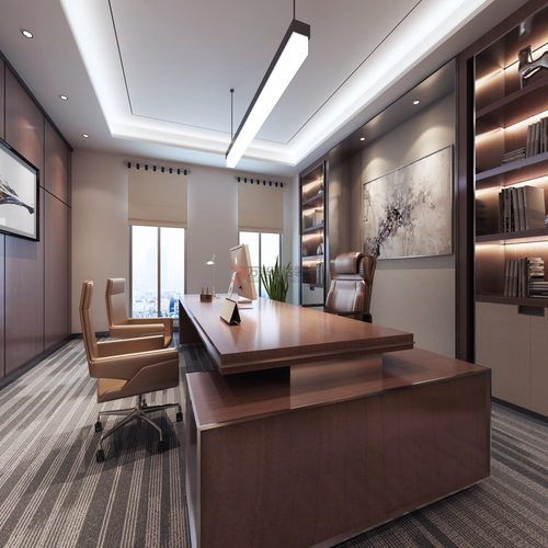 北京万兴通达办公装修项目-董事长办公室装修效果图装修效果图