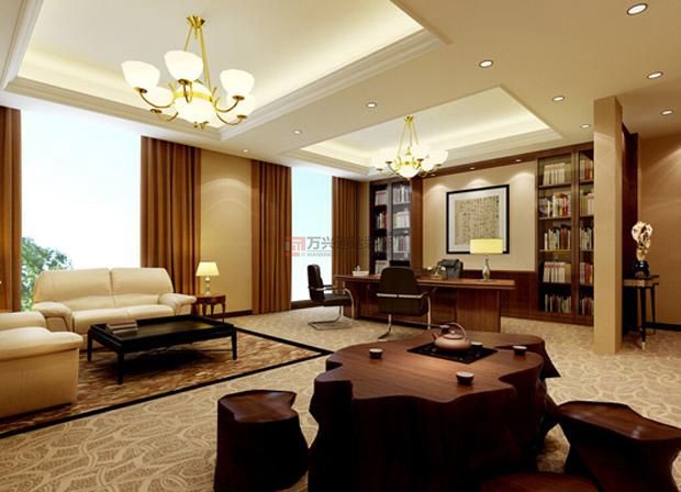北京万兴通达办公装修项目-董事长办公室装修效果图装修效果图