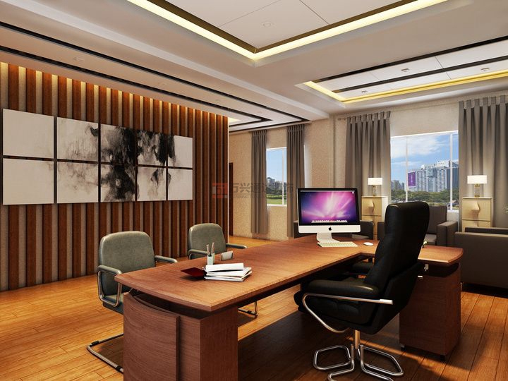 北京万兴通达办公装修项目-董事长办公室装修效果图装修效果图
